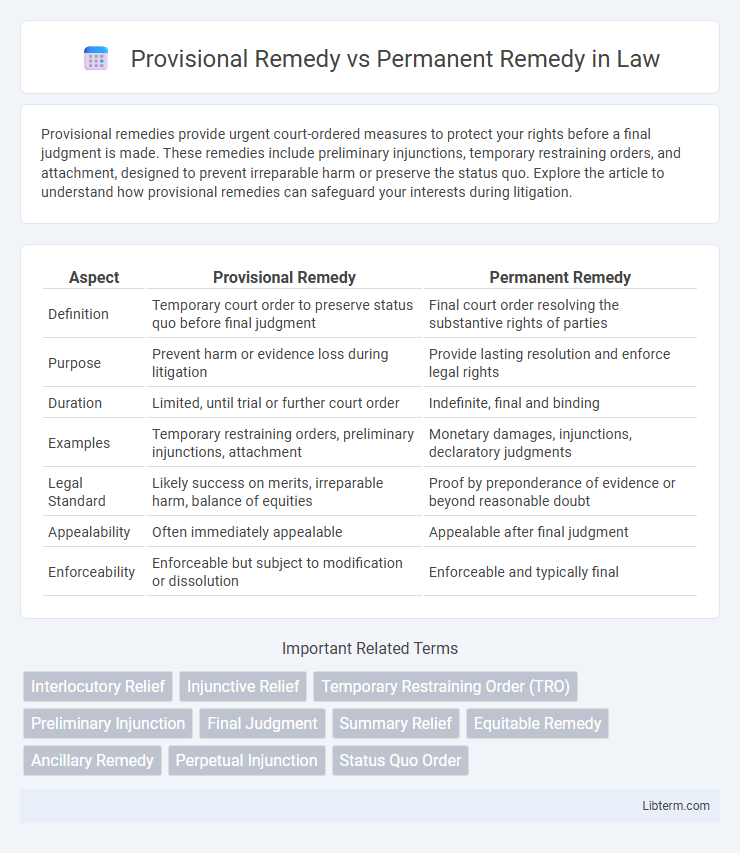 Permanent Remedy vs Provisional Remedy in Law - What is The Difference?