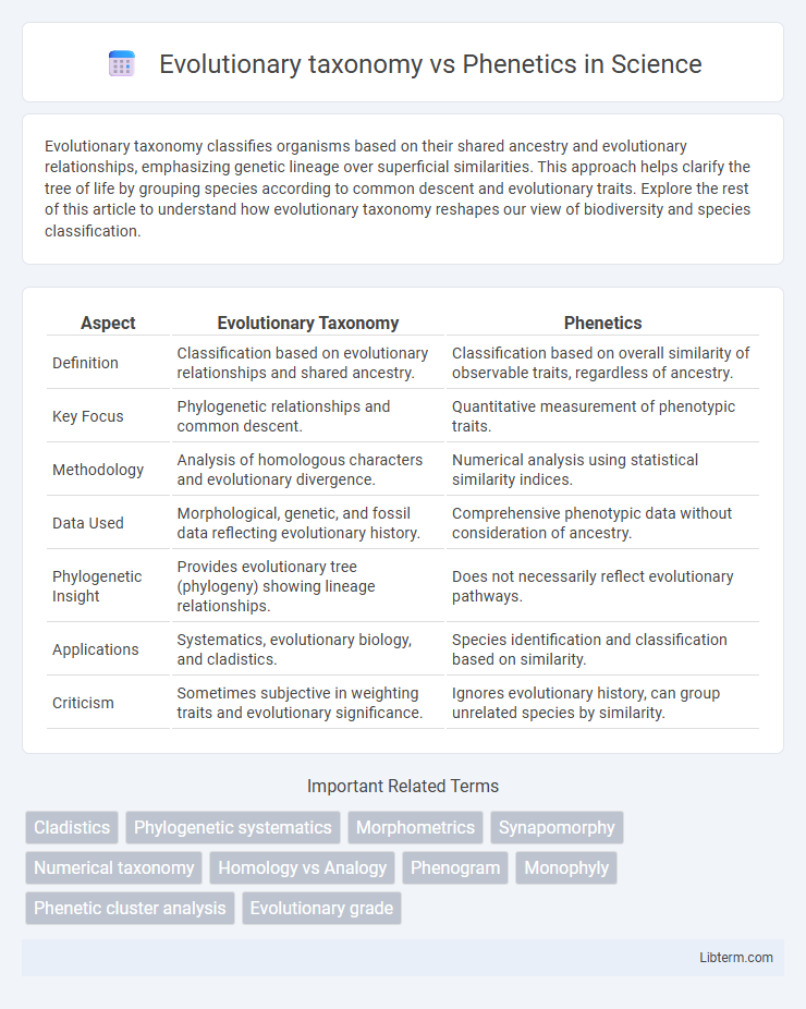 Phenetics vs Evolutionary taxonomy in Science - What is The Difference?