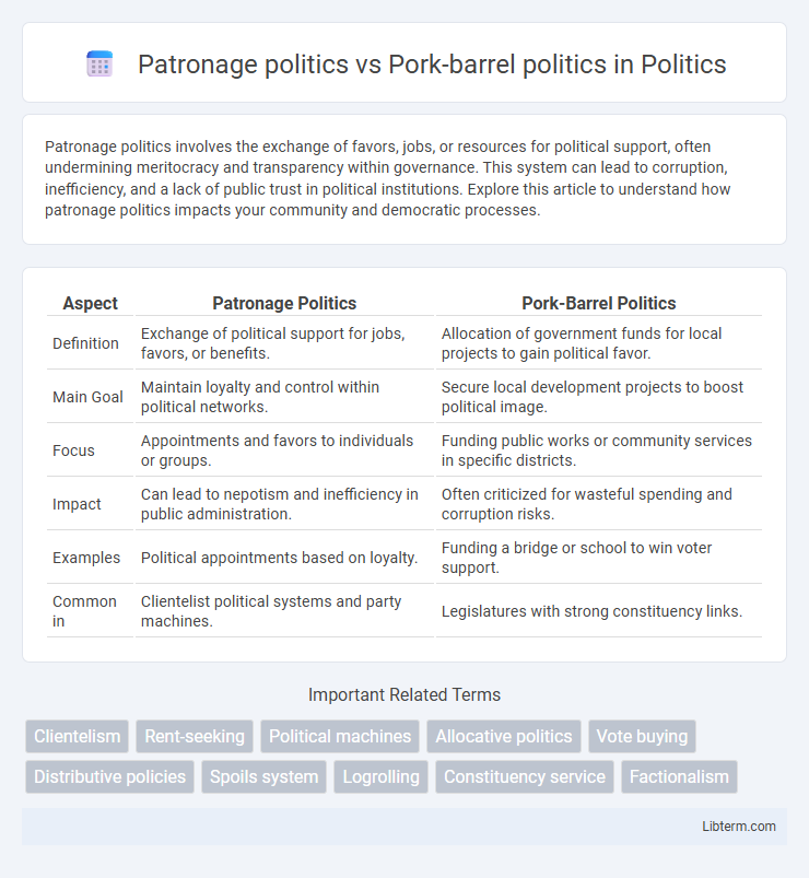 Pork-barrel politics vs Patronage politics in Politics - What is The Difference?