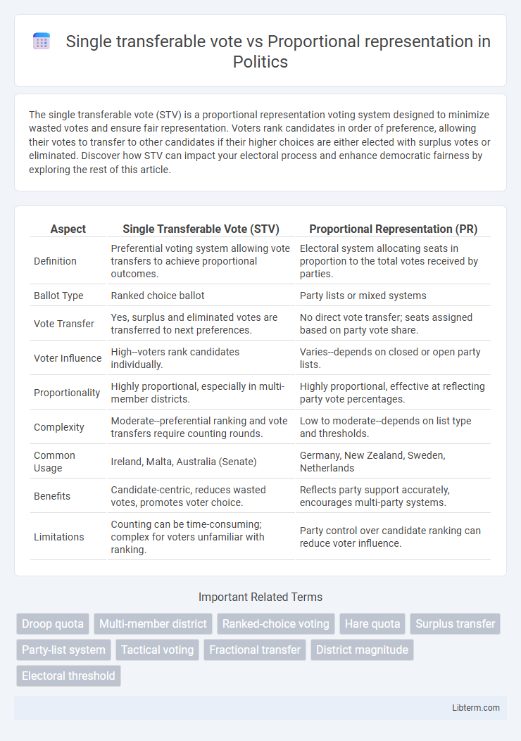 Proportional representation vs Single transferable vote in Politics - What is The Difference?
