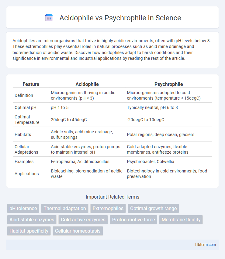 Psychrophile vs Acidophile in Science - What is The Difference?