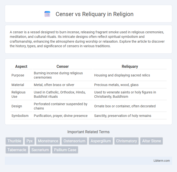 Reliquary vs Censer in Religion - What is The Difference?