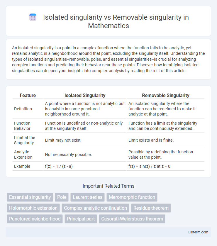 Removable singularity vs Isolated singularity in Mathematics - What is The Difference?