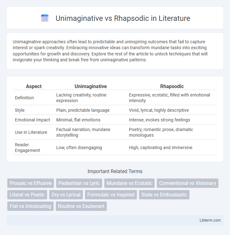Rhapsodic vs Unimaginative in Literature - What is The Difference?