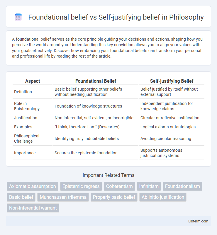 Self-justifying belief vs Foundational belief in Philosophy - What is The Difference?