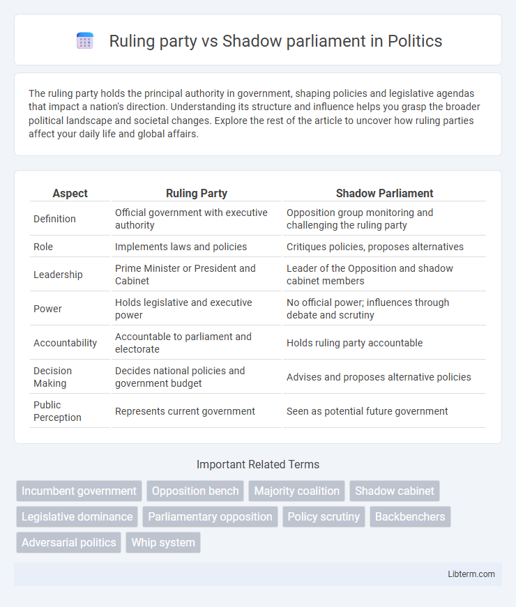 Shadow parliament vs Ruling party in Politics - What is The Difference?