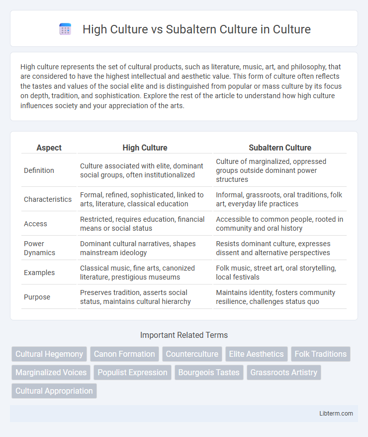 Subaltern Culture vs High Culture in Culture - What is The Difference?