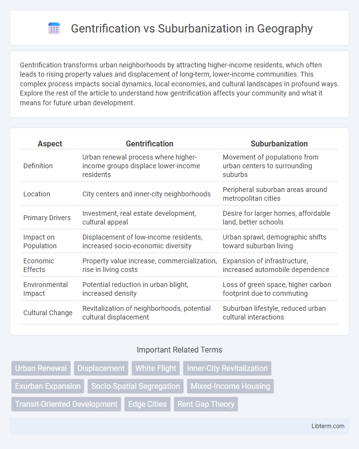 Suburbanization vs Gentrification in Geography - What is The Difference?