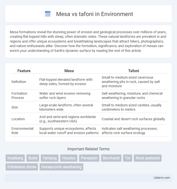 tafoni vs Mesa in Environment - What is The Difference?