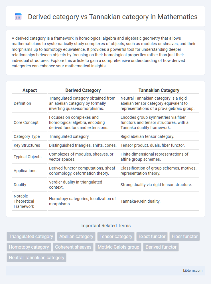 Tannakian category vs Derived category in Mathematics - What is The Difference?