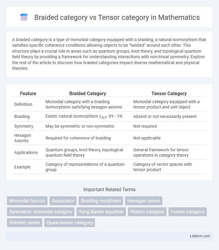 Tensor category vs Braided category in Mathematics - What is The Difference?