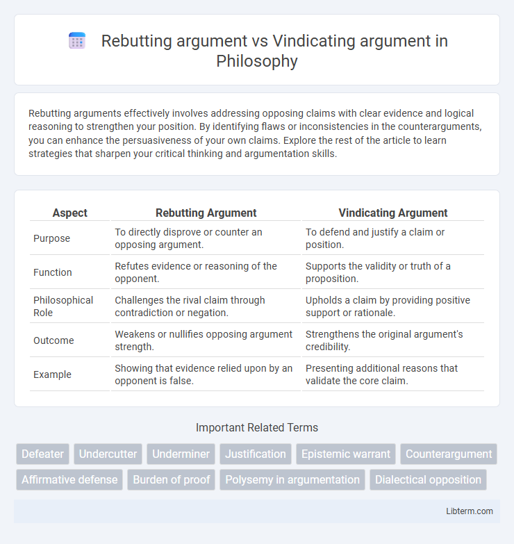 Vindicating argument vs Rebutting argument in Philosophy - What is The Difference?