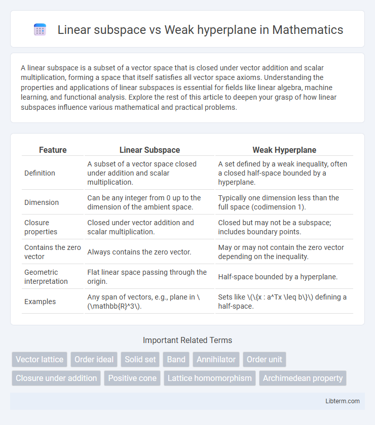 Weak hyperplane vs Linear subspace in Mathematics - What is The Difference?