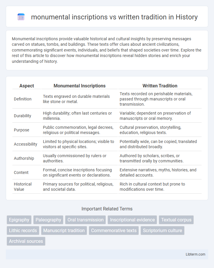 written tradition vs monumental inscriptions in History - What is The Difference?