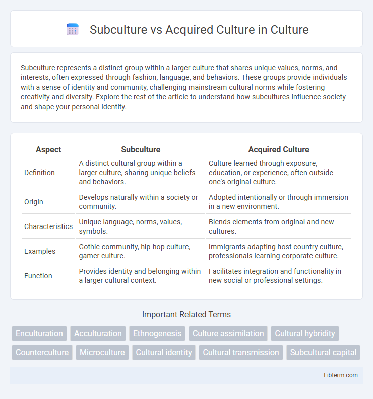 Acquired Culture vs Subculture in Culture - What is The Difference?