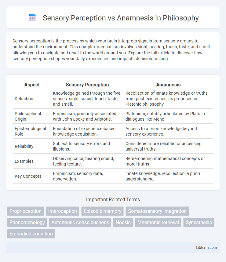 Anamnesis vs Sensory Perception in Philosophy - What is The Difference?