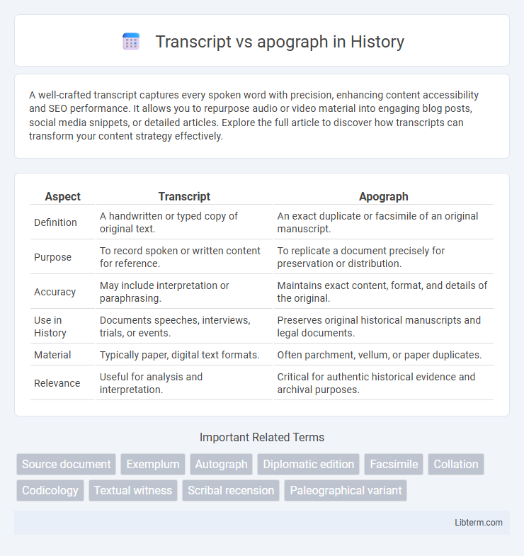 apograph vs Transcript in History - What is The Difference?