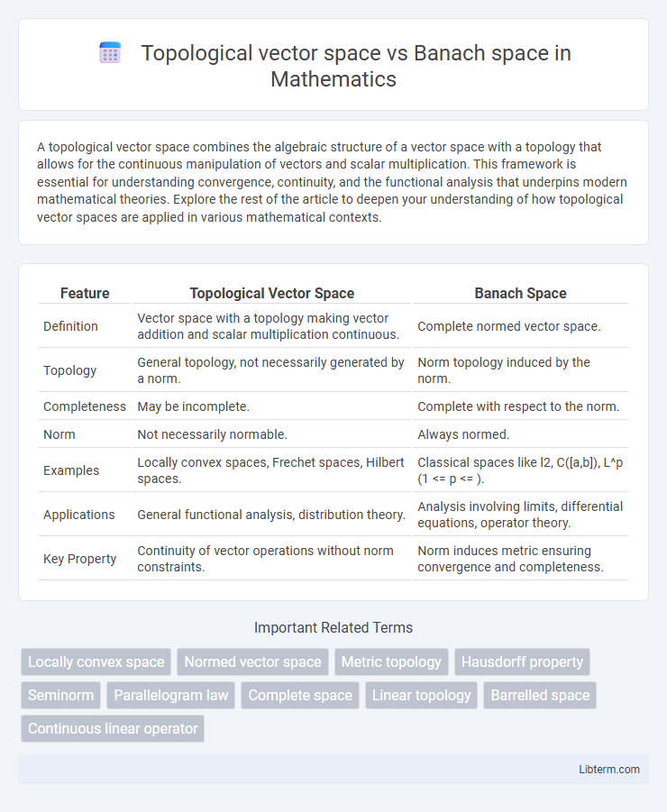 Banach space vs Topological vector space in Mathematics - What is The Difference?