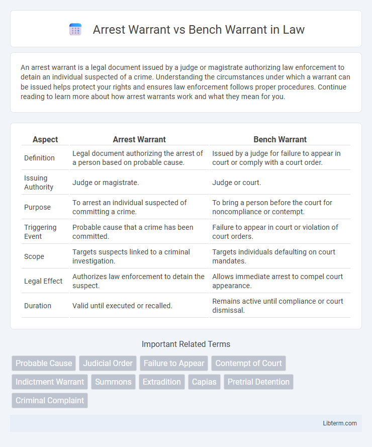 Bench Warrant vs Arrest Warrant in Law - What is The Difference?