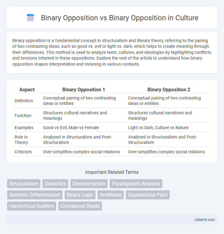 Binary Opposition vs Binary Opposition in Culture - What is The Difference?