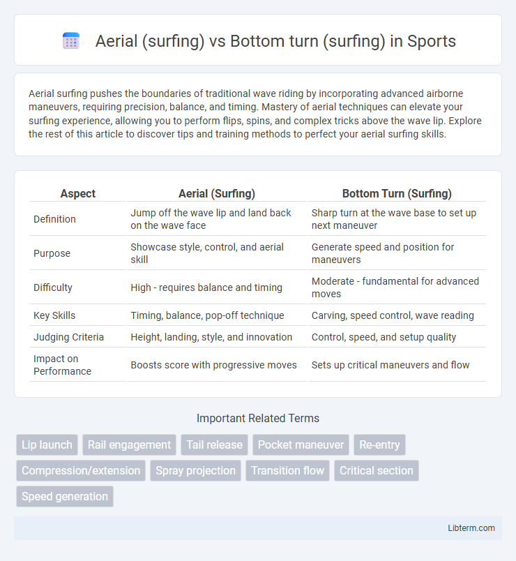 Bottom turn (surfing) vs Aerial (surfing) in Sports - What is The Difference?
