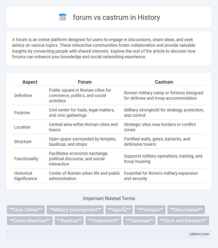 castrum vs forum in History - What is The Difference?