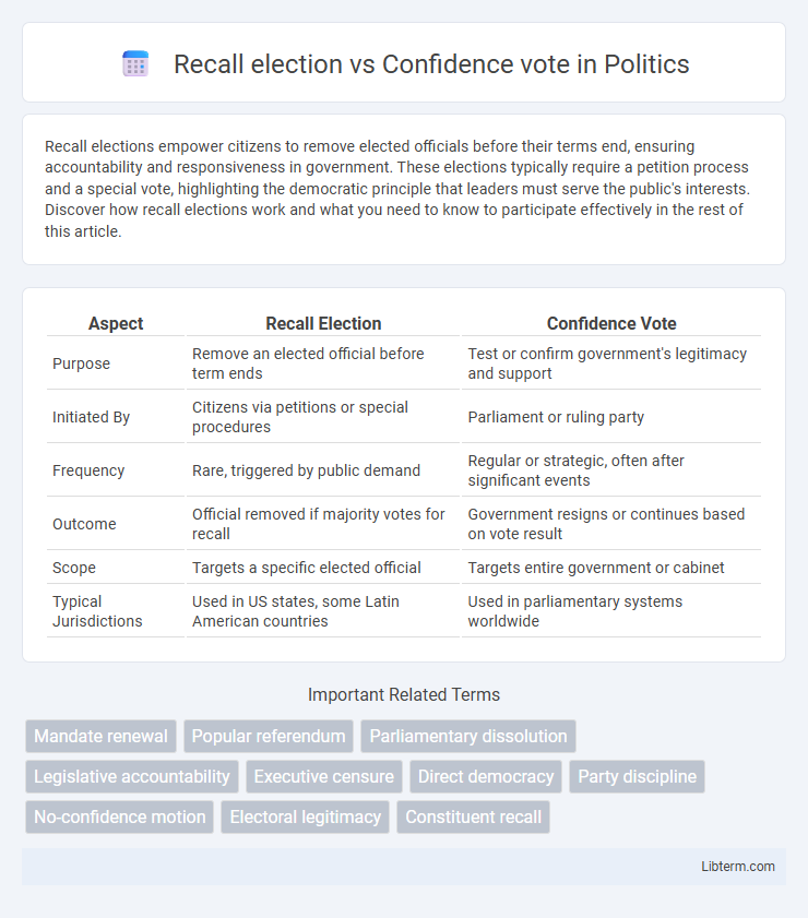 Confidence vote vs Recall election in Politics - What is The Difference?