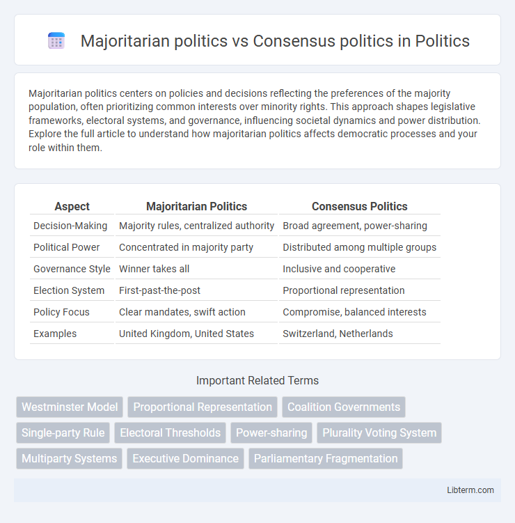 Consensus politics vs Majoritarian politics in Politics - What is The Difference?