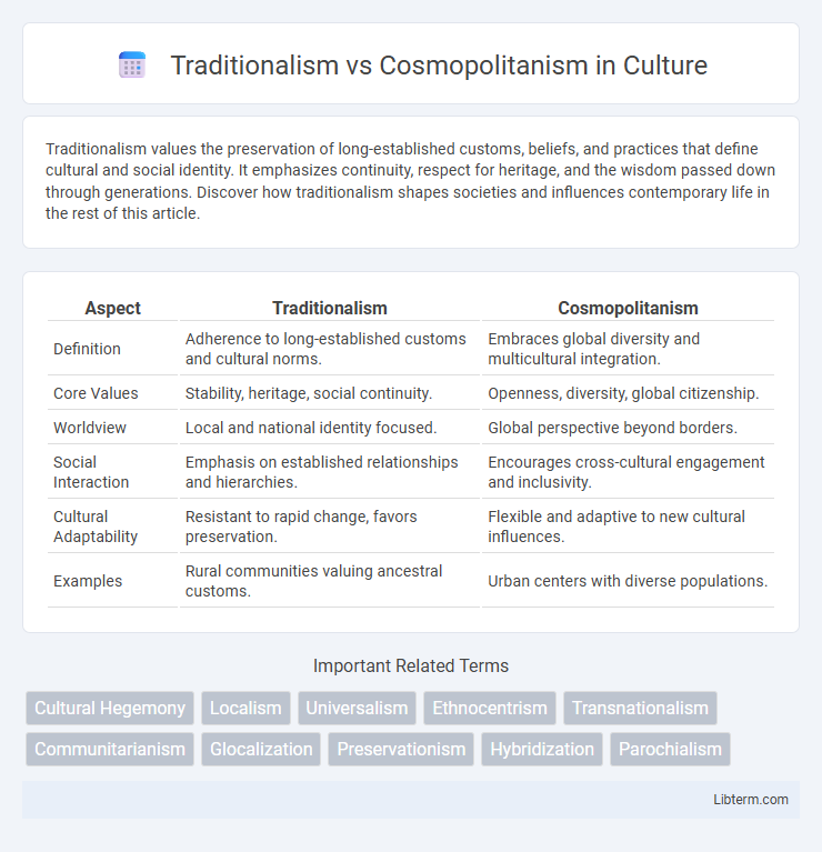 Cosmopolitanism vs Traditionalism in Culture - What is The Difference?