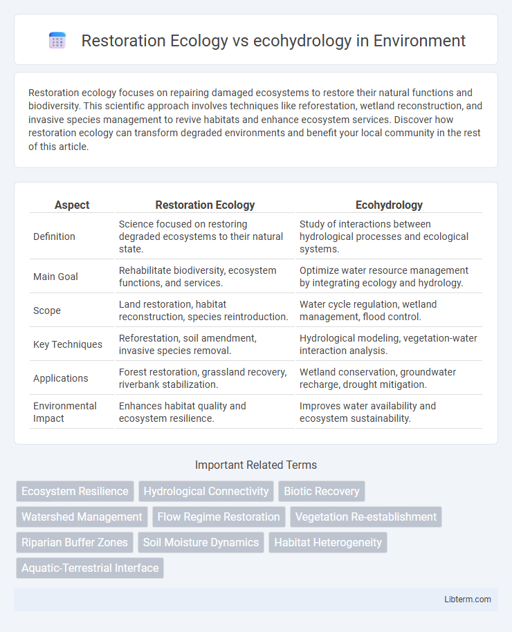 ecohydrology vs Restoration Ecology in Environment - What is The Difference?