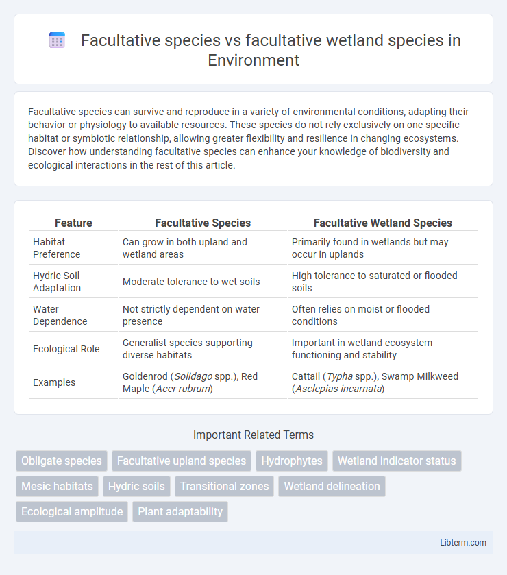 facultative wetland species vs Facultative species in Environment - What is The Difference?