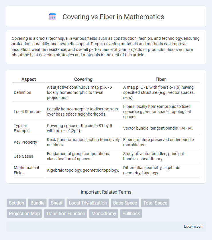 Fiber vs Covering in Mathematics - What is The Difference?