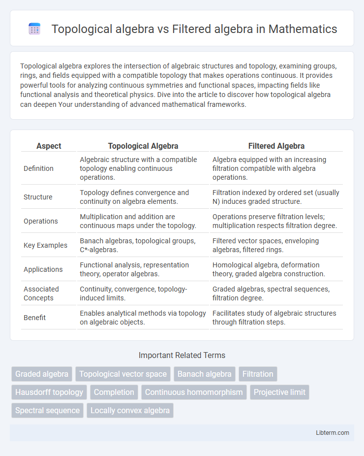 Filtered algebra vs Topological algebra in Mathematics - What is The Difference?