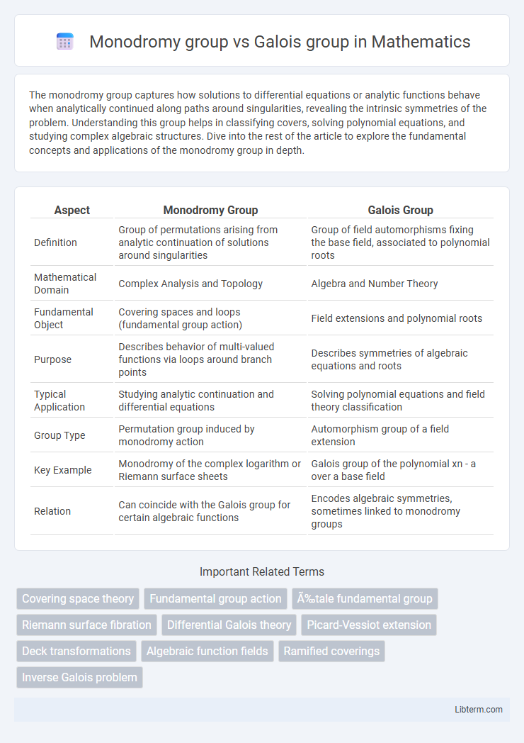 Galois group vs Monodromy group in Mathematics - What is The Difference?