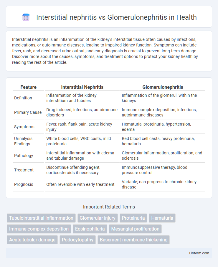 Glomerulonephritis vs Interstitial nephritis in Health - What is The Difference?