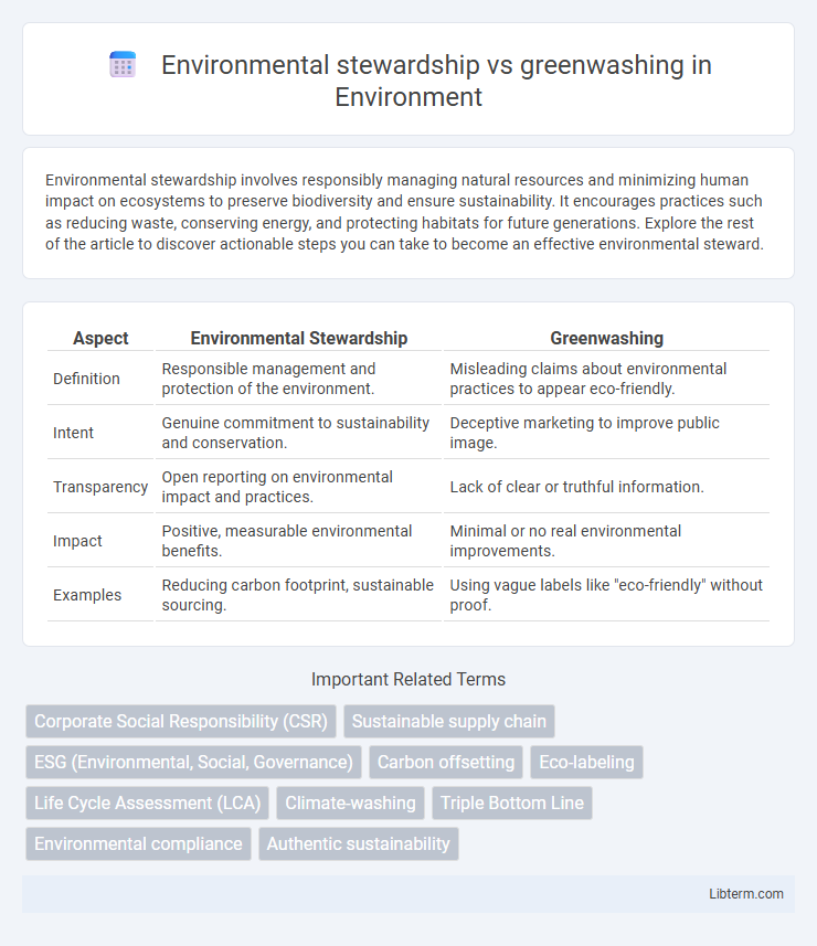 greenwashing vs Environmental stewardship in Environment - What is The Difference?