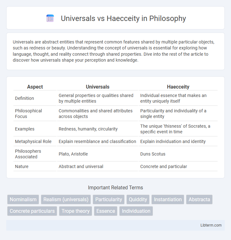 Haecceity vs Universals in Philosophy - What is The Difference?