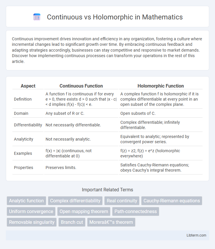 Holomorphic vs Continuous in Mathematics - What is The Difference?
