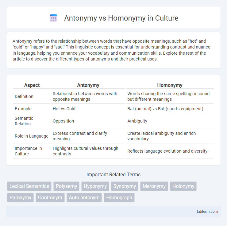 Homonymy vs Antonymy in Culture - What is The Difference?