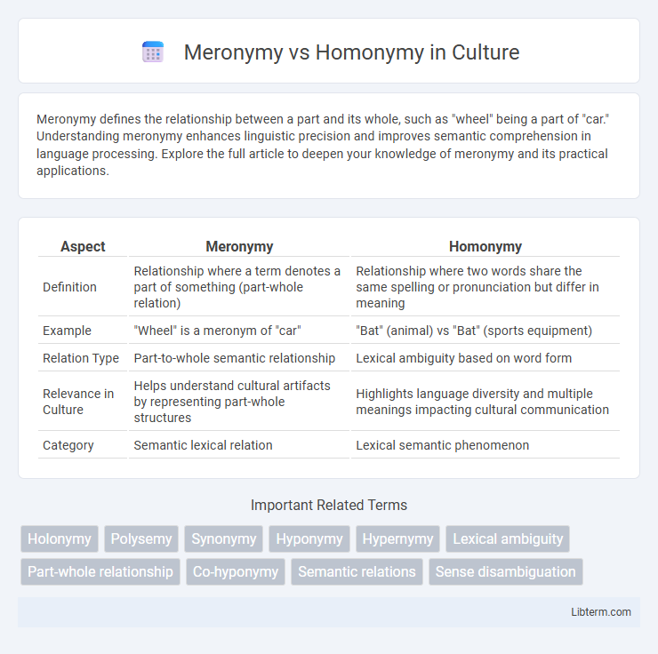 Homonymy vs Meronymy in Culture - What is The Difference?