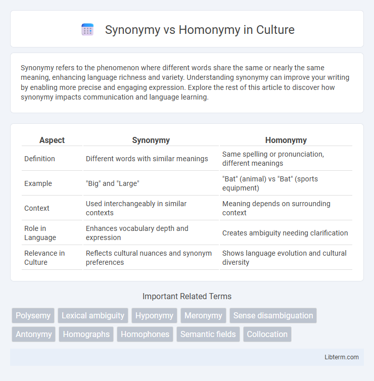 Homonymy vs Synonymy in Culture - What is The Difference?