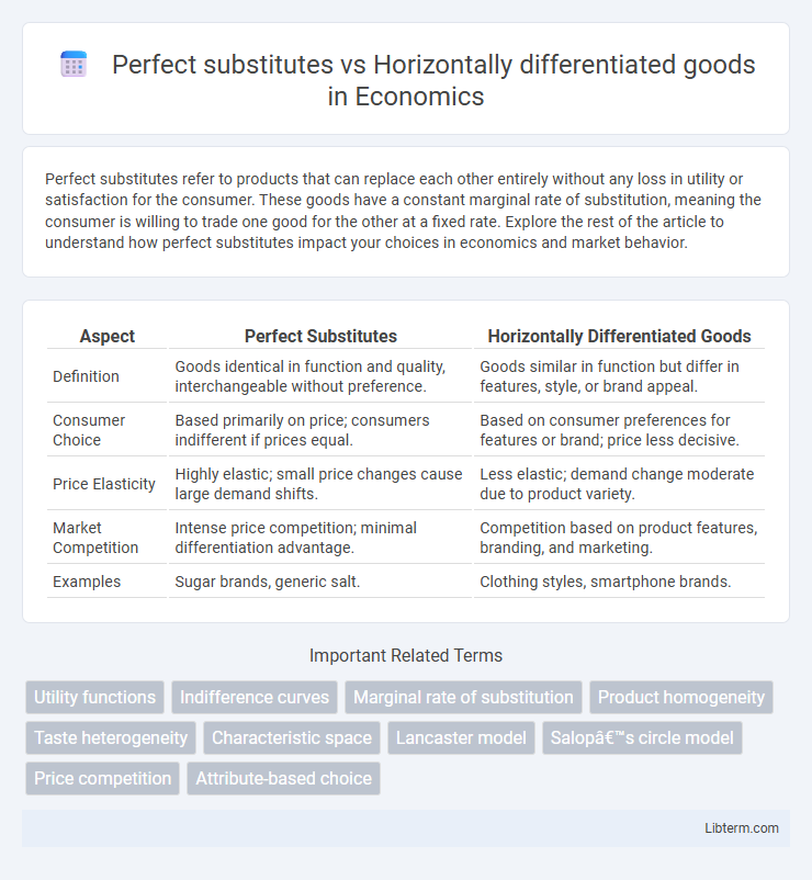 Horizontally differentiated goods vs Perfect substitutes in Economics - What is The Difference?