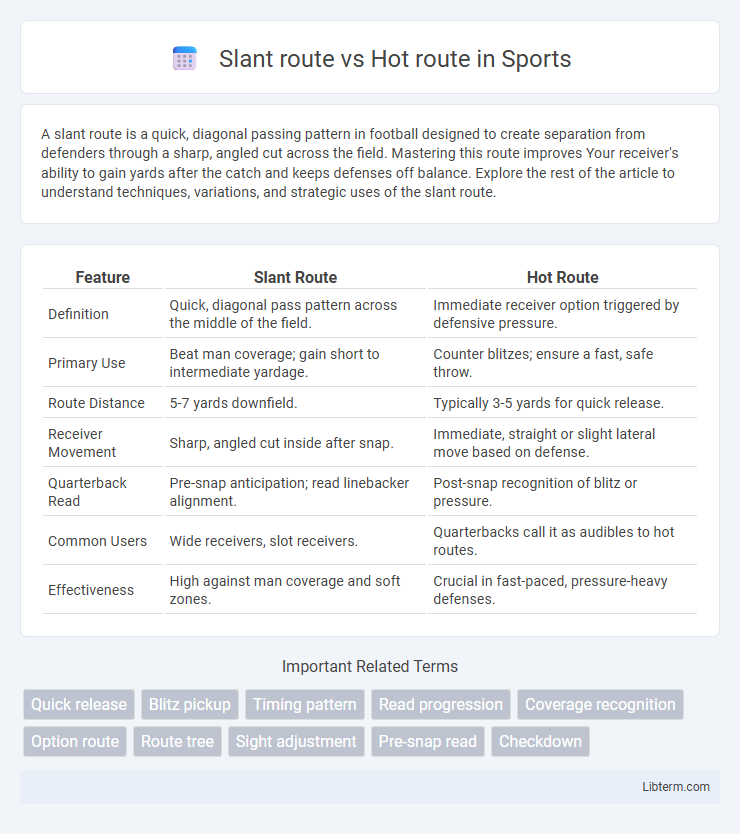 Hot route vs Slant route in Sports - What is The Difference?