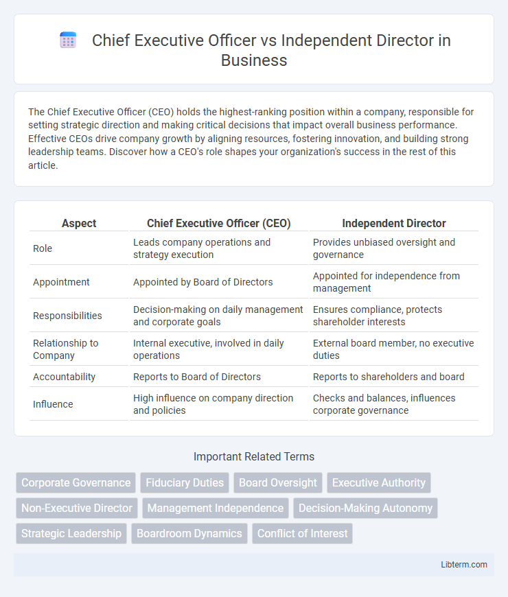 Independent Director vs Chief Executive Officer in Business - What is The Difference?