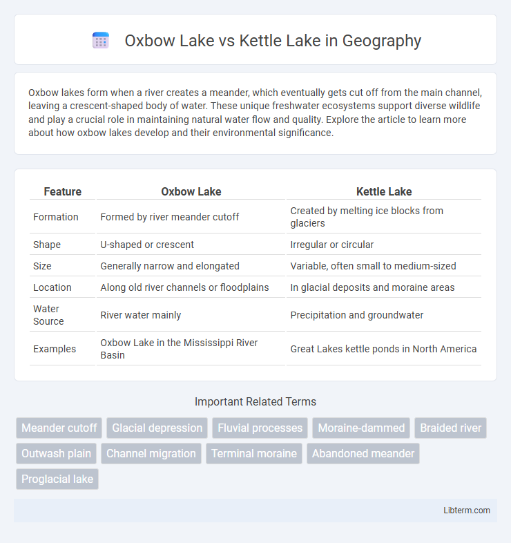 Kettle Lake vs Oxbow Lake in Geography - What is The Difference?