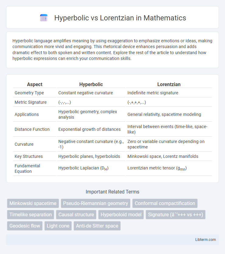 Lorentzian vs Hyperbolic in Mathematics - What is The Difference?