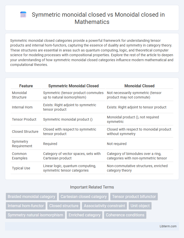 Monoidal closed vs Symmetric monoidal closed in Mathematics - What is The Difference?