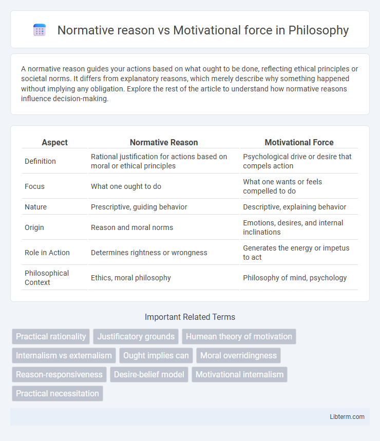 Motivational force vs Normative reason in Philosophy - What is The Difference?