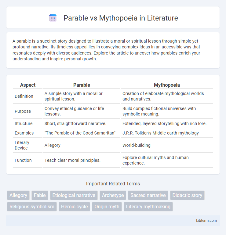 Mythopoeia vs Parable in Literature - What is The Difference?