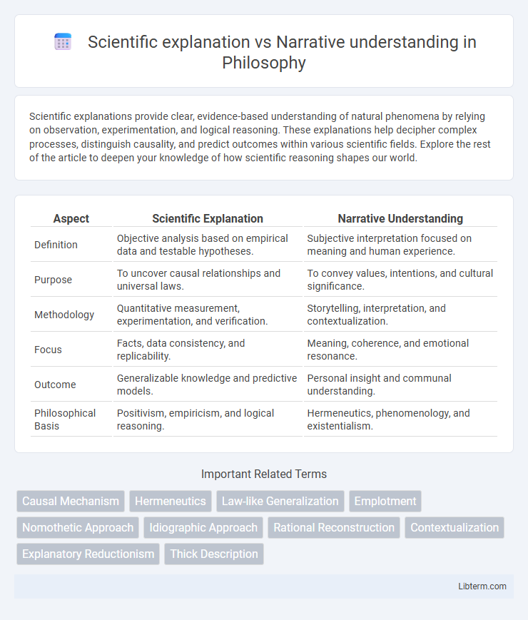 Narrative understanding vs Scientific explanation in Philosophy - What is The Difference?